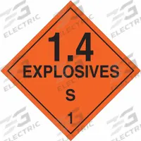 BRADY DOT Container Placard: 1.4 Explosives S 1, 10 3/4 in x 10 3/4 in, 10 3/4 in Label Ht, Placard (MPN 63332). Key specifications — Brand: BRADY; Message: 1.4 Explosives S 1.