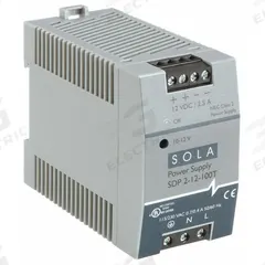 SOLAHD DC Power Supply: DIN Rail, 30 W Output Power - Rated, 3 A_2.5 A Current - Output, Plastic (MPN SDP212100T). Key specifications — attr1044898: Single; attr1044874: Plastic; attr1044879: 85 to 264V AC; attr211400: SOLAHD.