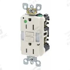 LEVITON GFCI Receptacle: Hospital Grade, Decorator Duplex, 5-15R, Light Almond, GFCI, 125V AC (MPN GFNL1-HGT)