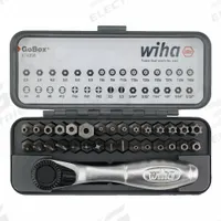 WIHA 32 Piece GoBox Security Bit Set with Mini Ratchet: 26 - 50 Pieces, 1/4 in Drive Size, 32 Pieces (MPN 74958). Key specifications — attr1216280: Replaceable Insert; attr1216283: WIHA; attr1225718: 2.5 to 6 mm (Security Hex); attr1227491: 1/4 in.