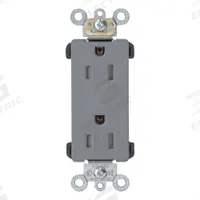 LEVITON Receptacle: Decorator Duplex, 5-15, Gray, 125V AC, 15 A, 2 Pole / 3 Wire (MPN TDR15-GY)