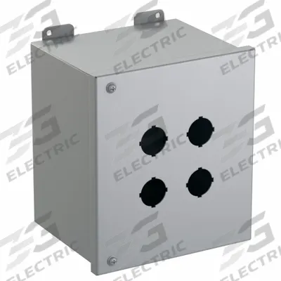 HAMMOND Push Button Enclosure: 30mm, 4 Holes, Carbon Steel - Enclosures for 30mm Operators