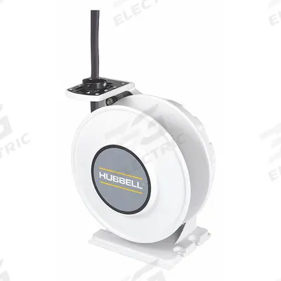 HUBBELL WIRING DEVICE-KELLEMS Extension Cord Reel: Ratchet Lock, 40 ft Cord Lg, 10 AWG, SJO - Hardwired Self-Retracting Cord Reels