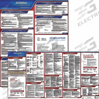 JJ KELLER Labor Law Poster: NJ, English, Plastic, 26 in x 20 in - State & Federal Labor Law Poster Sets