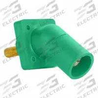 Single Pole Receptacle: Green, Angled Taper Nose Mating, Threaded Stud Termination, 600V AC/600V DC (MPN 16R29-1UG). Key specifications — Series: 16; Receptacle Gender: Male; Brand: LEVITON.