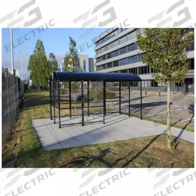 NO BUTTS BIN CO. Smoking Shelter: Unassembled, 3 Sides, 124 in x 84 in x 95 in, Aluminum - 3-Wall Back-To-Wall Unassembled Bus & Smoking Shelters