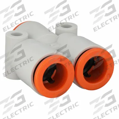 SMC Push-Fit Wye Fitting: 3/8 in OD x 3/8 in OD x 3/8 in OD Size, Polybutylene Terephthalate - Polybutylene & Brass Tube Fittings
