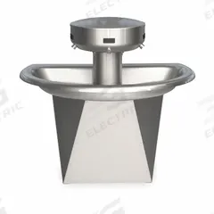 BRADLEY Wash Fountain: Silver, Stainless Steel, Semi-Circular, 36 in Overall Wd, 4 Stations, Sentry (MPN S93-630). Key specifications — Bowl Shape: Semi-Circular; Drain Type: Central Rising, Supplied from Above; Color: Silver; Brand: BRADLEY; Series: Sentry; Sink Material: Stainless Steel; ADA Compliant: ADA Compliant.