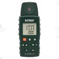 EXTECH Ultra Violet Light Meter: Light Sensor Cover/Wrist Strap, ±4% Full Scale Light Level Accuracy (MPN UV510). Key specifications — Brand: EXTECH; Light Level Accuracy: ±4% Full Scale; Digital Display Screen Type: LCD with Backlight; Includes: Wrist Strap; Lights Tested: UV-A; UV Light Level Accuracy: ±4%; Certificate of Calibration: Not Included.
