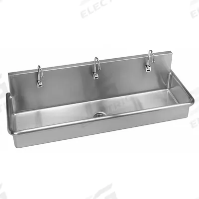 JUST MANUFACTURING Wash-Up Sink: 3 Stations, 16 in Overall Ht, 60 in Overall Lg - Three-Station Hospital Sinks with Faucets