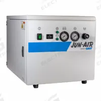 JUN-AIR Electric Air Compressor: Enclosed, Oil Free, 3/4 hp, 1.6 cfm, 116 psi Max Op Pressure (MPN 1069060). Key specifications — attr50806: 120V AC; attr50800: 1.6 cfm; attr50788: JUN-AIR.