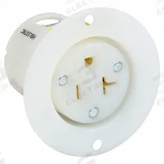 HUBBELL Flanged Receptacle: Single, 6-20, White, 250V AC, 20 A, 2 Pole / 3 Wire (MPN HBL5479C)
