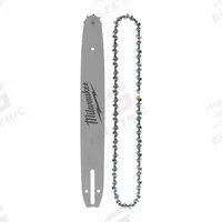 MILWAUKEE Chainsaw Bar and Chain: 14 in Compatible Bar Lg, 3/8 in, 0.03 in Gauge, 33 Links (MPN 49-16-2820). Key specifications — Brand: MILWAUKEE; Compatible Chain Saw Manufacturer: Milwaukee®; Pitch: 3/8 in.