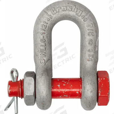 CROSBY D-Shackle: Chain Shackle, 3,000 lb Working Load Limit, 3/4 in Wd Between Eyes - Chain Shackles for Lifting