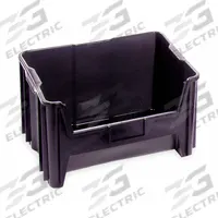 QUANTUM STORAGE SYSTEMS Bin: 15 1/4 in Overall Lg, 19 7/8 in x 12 1/2 in, Black, Stacking Capable (MPN QGH700BR). Key specifications — Mobility: Stationary; Material: Plastic; Brand: QUANTUM STORAGE SYSTEMS; Stackable: Stacking Capable.