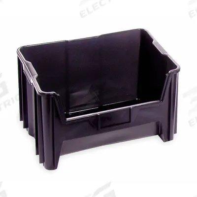 QUANTUM STORAGE SYSTEMS Bin: 15 1/4 in Overall Lg, 19 7/8 in x 12 1/2 in, Black - Colored Hopper Bins