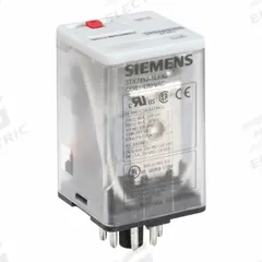 SIEMENS Plug-In Relay: Socket Mounted, 10 A Current Rating, 120V AC, DPDT, 8 Pins/Terminals (MPN 3TX7112-1LF13). Key specifications — Brand: SIEMENS; Base Type: Octal; Mounting Style: Plug-In; Pin Shape: Round; Electrical Connection: 8-Pin Terminal; Manufacturer Part Number: 3TX7112-1LF13; Series: 3TX71 Series.