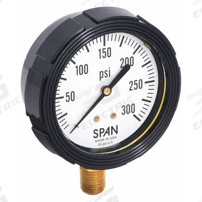 SPAN Pressure Gauge with Internal Seal: 0 psi to 300 psi, LFS-210, 2 1/2 in Dial - Dial Pressure Gauges with Freeze- & Clog-Resistant Internal Seal