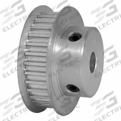 DAYTON Timing Pulley: Curvilinear, Fixed, For 6 mm Belt Wd, 32 Teeth, 3 mm Pitch, Aluminum (MPN 32-3M06-6FA3). Key specifications — Brand: DAYTON; Finish: Clear Anodized; For Belt Series: Powerhouse®.