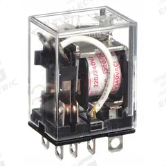 OMRON General Purpose Relay: Socket Mounted, 10 A Current Rating, 240V AC, DPDT, 8 Pins/Terminals (MPN LY2-AC220/240). Key specifications — Brand: OMRON; Base Type: Square; Mounting Style: Plug-In; Pin Shape: Flat; Electrical Connection: Quick-Connect; Manufacturer Part Number: LY2-AC220/240; Operating Current: 10 A at 110V AC (Resistive Load); Series: LY Series.