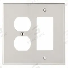 HUBBELL Wall Plate: Combo, 2 Gang, Almond, Midsize Size (MPN PJ826LA). Key specifications — Brand: HUBBELL; Material: Polycarbonate.