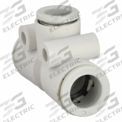 SMC Push-Fit Tee Fitting: 10 mm OD x 10 mm OD x 8 mm OD Size, Polybutylene Terephthalate - Polybutylene & Brass Tube Fittings