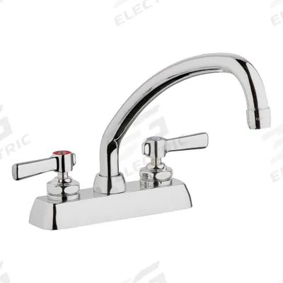 CHICAGO FAUCETS Low Arc Kitchen Faucet: W4D, Brass, Centerset, Deck, 2 Mounting Holes - Centerset Kitchen Faucets