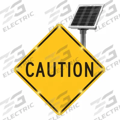 LED Traffic Sign: 30 in x 30 in Nominal Sign Size (W x H), Aluminum, 0.08 in Thick - Flashing LED Caution Signs