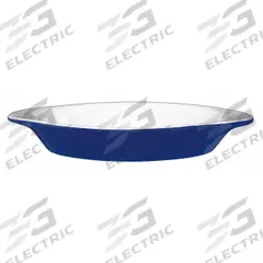 ITI Rarebit: 8 oz Capacity, 1 1/4 in Overall Dp, 4 1/8 in Overall Wd, 8 1/2 in Overall Lg, Oven Safe (MPN WRO-8-EW-CB). Key specifications — Material: Vitrified Stoneware; Brand: ITI; Color: European White/Cobalt.