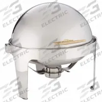 AMERICAN METALCRAFT Round Chafer: 7 qt Capacity, 18 in Overall Lg, 18 1/2 in Overall Wd, Roll-Top (MPN GOLDAGRD18). Key specifications — Manufacturer Part Number: GOLDAGRD18; Material: Stainless Steel; Product Type: Round Adagio Chafer; Lid Attachment : Roll-Top; Brand: AMERICAN METALCRAFT; NSF Certified: No; Color: Gold/Silver.