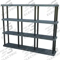 STRUCTURAL PLASTICS Plastic Shelving: 96 in x 16 in, 75 in Overall Ht, 4 Shelves (MPN S9616X4). Key specifications — Resistance Properties: Corrosion-Resistant; Frame Material: Plastic; Shelving Material: High Density Polyethylene; Brand: STRUCTURAL PLASTICS.