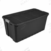 STERILITE Storage Tote: 50 gal, 39 3/4 in x 21 1/2 in x 17 7/8 in, Black Body, More than 20 gal (MPN 14899003). Key specifications — Material: Plastic; Body Color: Black; Brand: STERILITE.
