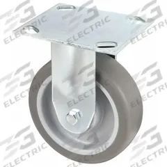 APPROVED VENDOR Plate Caster: Rigid, No Brake, Rubber, 5 in Wheel Dia., 1 1/2 in Wheel Wd, Rigid (MPN 33H909). Key specifications — Brand: APPROVED VENDOR; Wheel/Tread Color: Gray; Roll Up: Rigid.