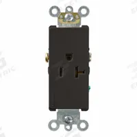 LEVITON Plugs and Receptacles: Single, 5-20, Black, 125V AC, 20 A, 2 Pole / 3 Wire (MPN 16341-E)