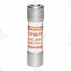 MERSEN Fuse: GFN Series, Midget, Time-Delay, 600 mA, 250 V AC, 13/32 in x 1 1/2 in, Indicating (MPN GFN6/10). Key specifications — Series: GFN; Brand: MERSEN.