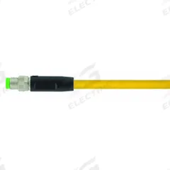 Cordset: M8 Male Straight X Bare Wire, 4 Pins, Yellow, PVC, 7.5 m Cable Lg, 24 AWG Wire Size (MPN 7000-08011-0110750). Key specifications — Cable Jacket Color: Yellow; End 1 Mounting Orientation: Straight; End 1 Gender: Male; End 1 Connection Type: M8; Cable Jacket Material: PVC; Brand: MURRELEKTRONIK; IP Rating: IP66K; End 2 Connection Type: Bare Wire.