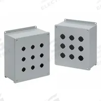 HOFFMAN Push Button Enclosure: 22mm, 2 Holes, Carbon Steel, NEMA 12 (MPN E2PBXM). Key specifications — Brand: HOFFMAN; Environments & Applications: Indoor Dust & Water Droplets.