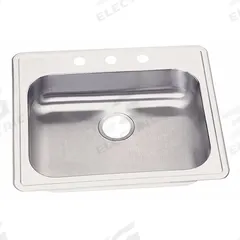 ELKAY Bowl Drop-In Sink: 25 in Overall Lg, 21 1/4 in Overall Wd, 5 1/4 in Bowl Dp, 21 in Bowl Lg (MPN GE125213). Key specifications — Brand: ELKAY; Color Family: Silver/Gray.