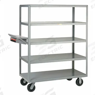 LITTLE GIANT Utility Cart: 3,600 lb, 5 Shelves, 64 in L x 24 in W x 64 in H Overall Dim - Order-Picking Utility Carts with Flush Metal Shelves