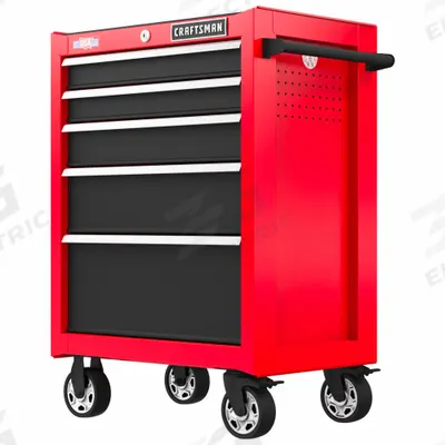 CRAFTSMAN Rolling Tool Cabinet: Red / Black Drawer, 26 1/2 in W x 18 in D x 37 1/2 in H - Light-Duty Rolling Tool Cabinets