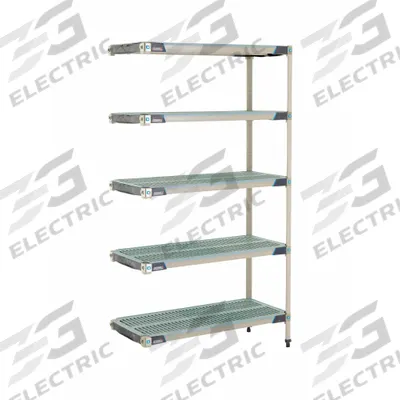 METRO Plastic Industrial Shelving: 18 in x 42 in, 74 in Overall Ht, 5 Shelves - Harsh-Environment Antimicrobial Stationary Plastic Shelving