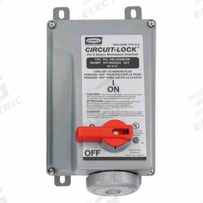 HUBBELL Mechanical Interlock: 347/600V AC, Three Phase, 60 A, 4 Pole - Watertight Interlocks