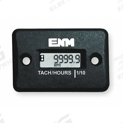 ENM Hour Meter: Hour Meters, Front Panel Mounting, Digital, 1 3/8 in x 2 1/8 in