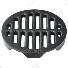 JAY R. SMITH MFG. CO Grate: A, Round, 7 7/8 in Overall Dia, 1 in Overall Ht, Ductile Iron, Tan (MPN 2120GM). Key specifications — Finish: Duco-Coated; Brand: JAY R. SMITH MFG. CO; Color Family: Brown.