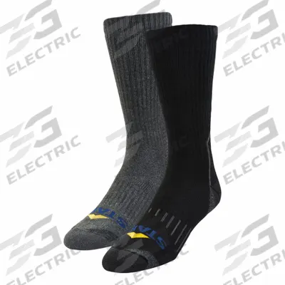 STABIL Socks: Crew, Unisex, Black/Gray - Performance Work Socks