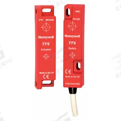 HONEYWELL Magnetically Actuated Safety Interlock Switch: FF6 Series, 1NC, 9.84 ft Cable Lg (MPN FF6-10-AC-03). Key specifications — Brand: HONEYWELL; Series: FF6; Termination Type: Pre-Cabled.