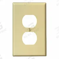 LEVITON Wall Plate: Duplex Outlet, 1 Gang, Ivory, Midsize Size (MPN PJ8-I). Key specifications — Brand: LEVITON; Material: Nylon.