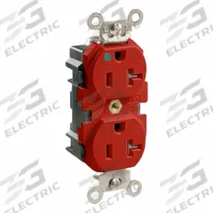 LEVITON Wide Body Duplex Receptacle: Hospital Grade, Duplex, 5-20R, Red, 125V AC, 20 A (MPN M8300-SGR)