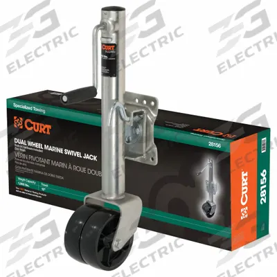 CURT Trailer Jack: Marine Jack, 1,500 lb Static Load Capacity, Sidewind, Bolt-On - Trailer Jacks with Wheels