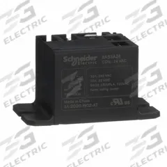 SCHNEIDER Enclosed Power Relay: Surface (Top Flange) Mounted, 24V AC, SPST-NO, 4 Pins/Terminals (MPN 9AS3A24). Key specifications — Brand: SCHNEIDER; Mounting Style: Panel Flange; Electrical Connection: Faston Terminal; Manufacturer Part Number: 9AS3A24; Operating Current: 30 A at 28V DC (Resistive Load); Series: 9A Power Series.